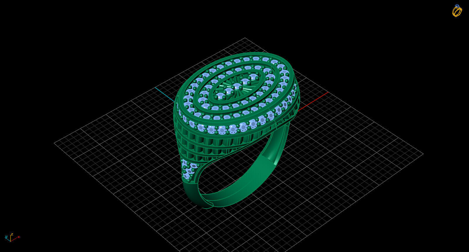 Print Ready STL 3DM  Gents Rings Diamond Men Ring  3D print model_2