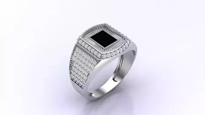 Print Ready STL 3DM  Gents Rings Diamond Men Ring 