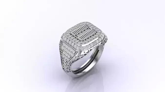 Print Ready STL 3DM  Gents Rings Diamond Men Ring 