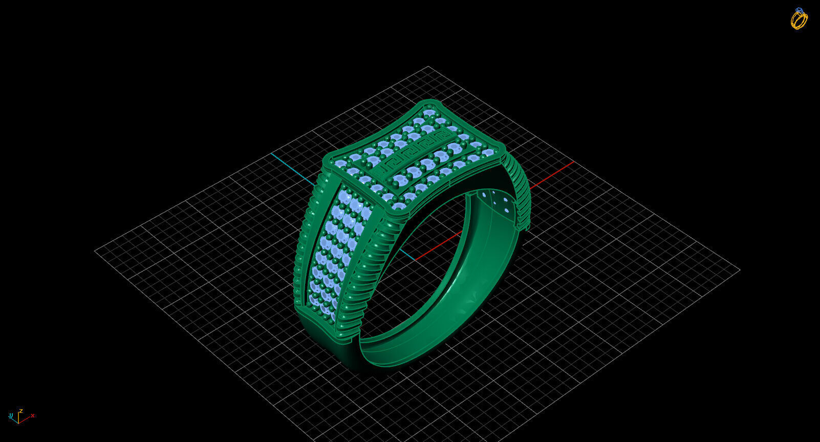 Print Ready STL 3DM Gents Rings Diamond Men Ring 3D print model_2
