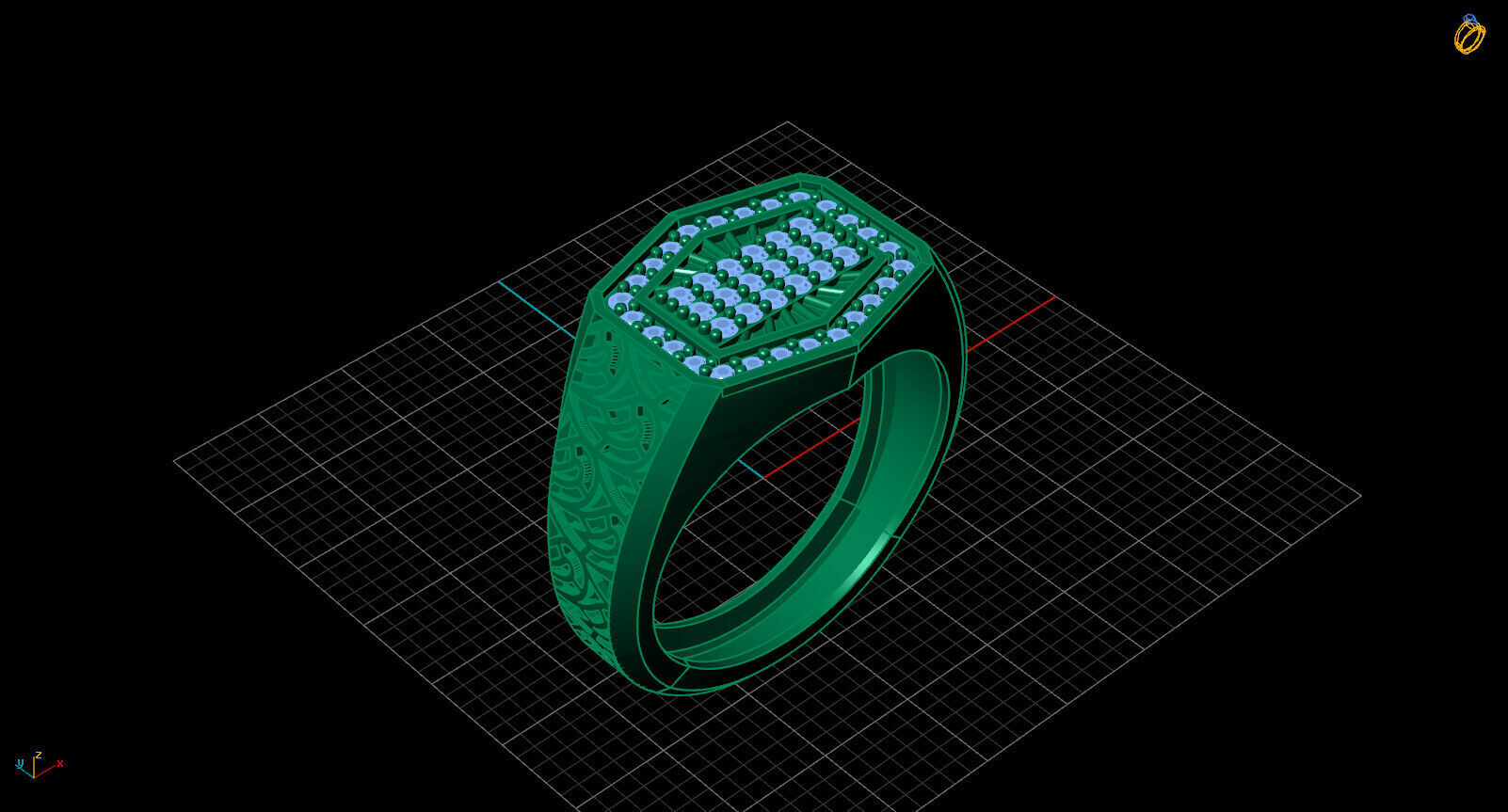 Print Ready STL 3DM Gents Rings Diamond Men Ring 3D print model_2