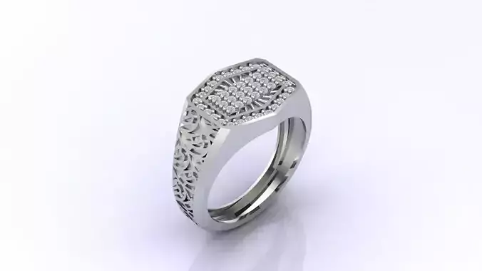 Print Ready STL 3DM  Gents Rings Diamond Men Ring 
