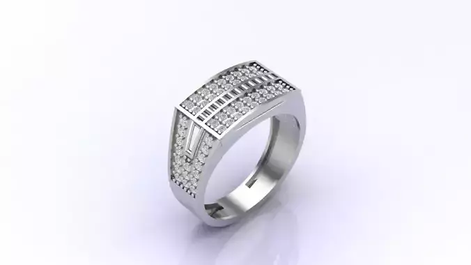 Print Ready STL 3DM  Gents Rings Diamond Men Ring 