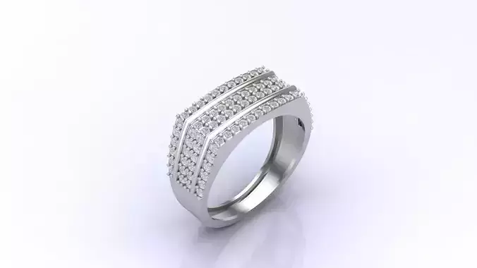 Print Ready STL 3DM  Gents Rings Diamond Men Ring 