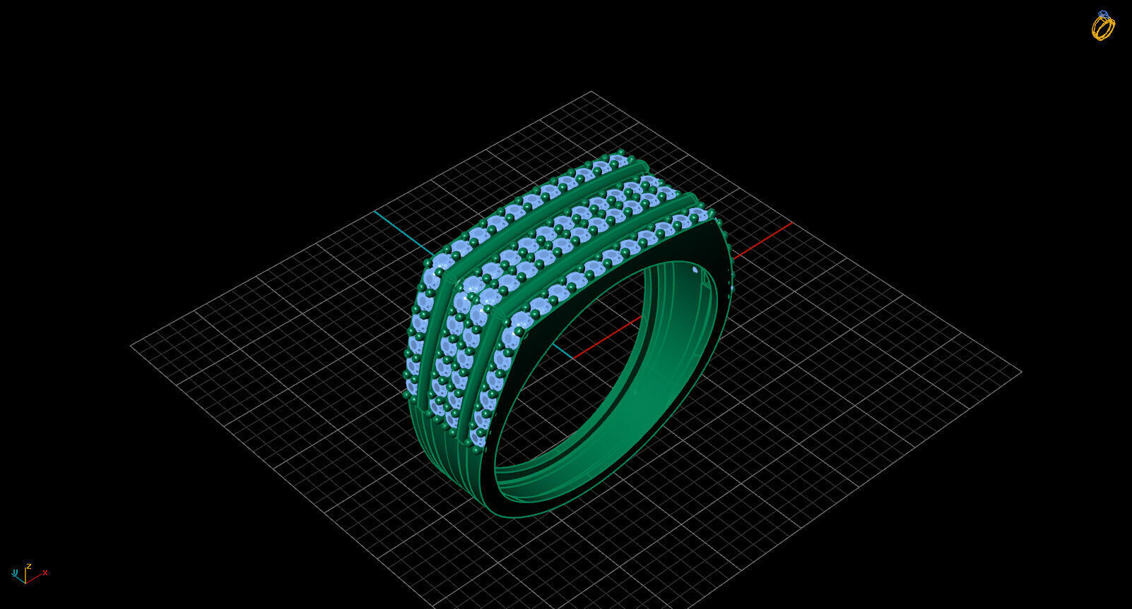 Print Ready STL 3DM Gents Rings Diamond Men Ring 3D print model_2