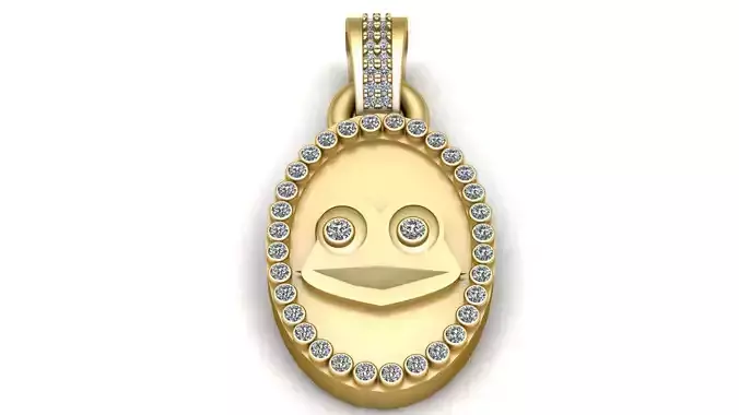 FROG FACE OVAL SHAPE PENDANT 3D PRINTABLE MODEL