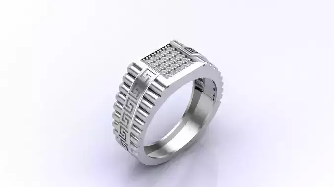 Print Ready STL 3DM  Gents Rings Diamond Men Ring 