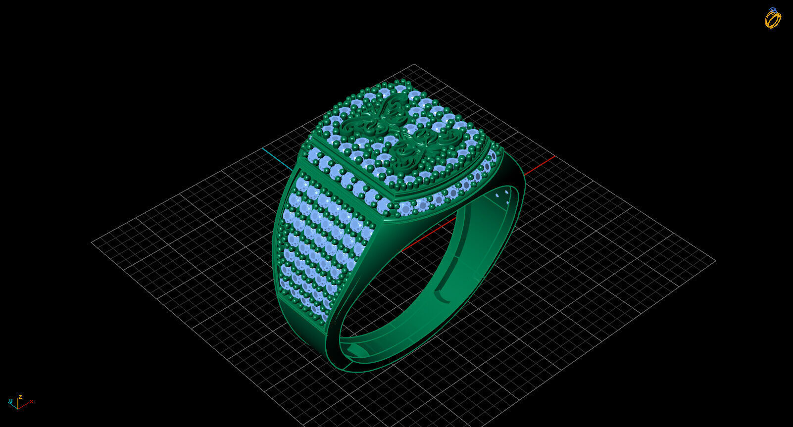Print Ready STL 3DM Gents Rings Diamond Men Ring 3D print model_2