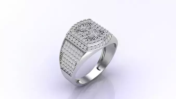 Print Ready STL 3DM  Gents Rings Diamond Men Ring 