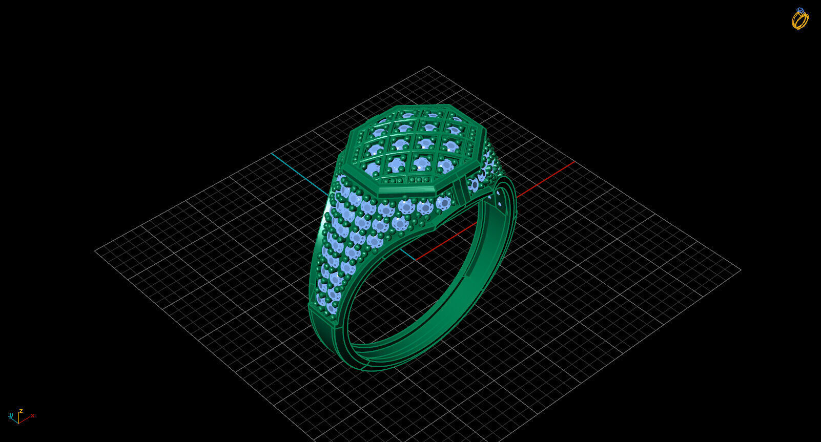 Print Ready STL 3DM  Gents Rings Diamond Men Ring  3D print model_2