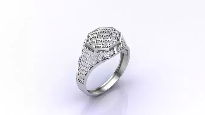 Print Ready STL 3DM  Gents Rings Diamond Men Ring 