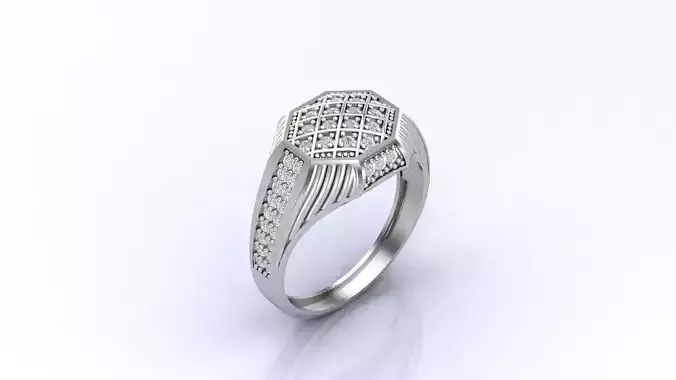 Print Ready STL 3DM  Gents Rings Diamond Men Ring 