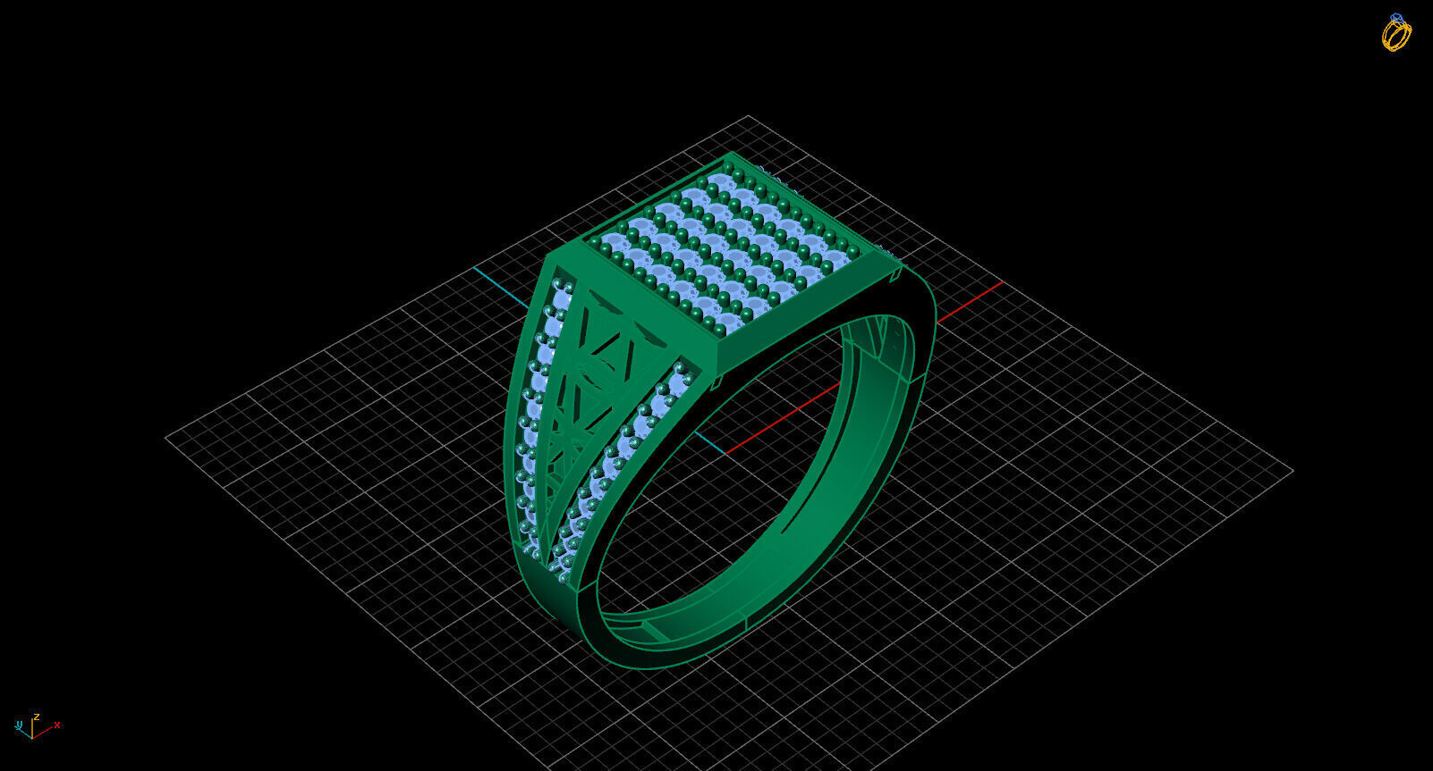 Print Ready STL 3DM  Gents Rings Diamond Men Ring  3D print model_2