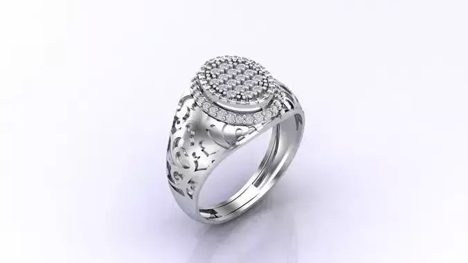 Print Ready STL 3DM  Gents Rings Diamond Men Ring 