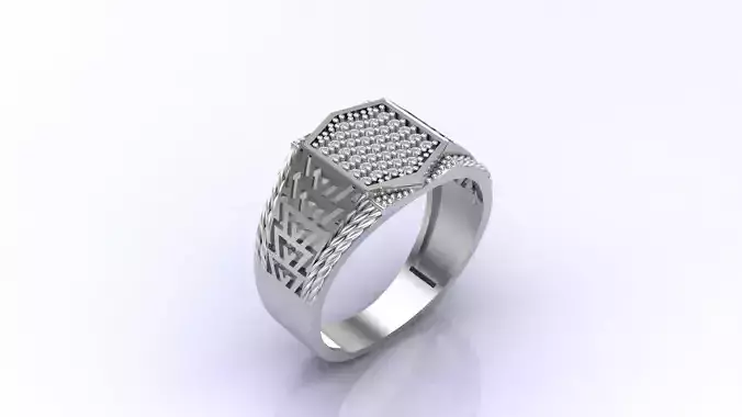 Print Ready STL 3DM  Gents Rings Diamond Men Ring 