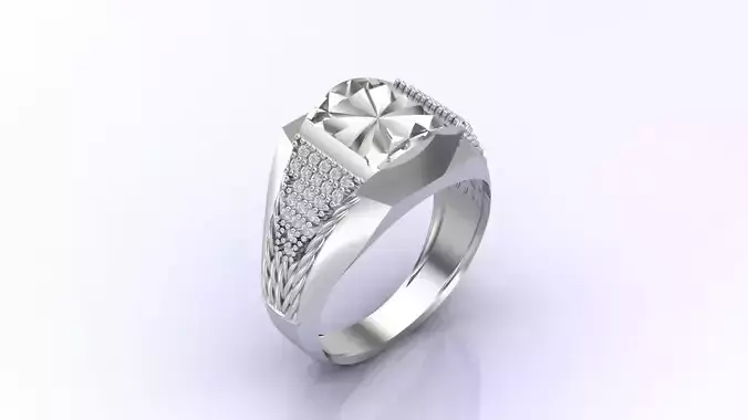Print Ready STL 3DM  Gents Rings Diamond Men Ring 