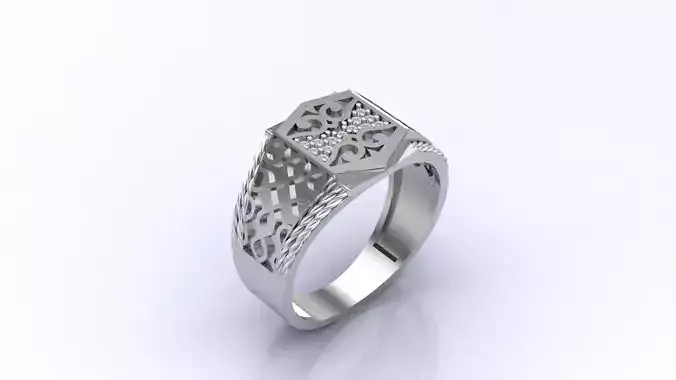 Print Ready STL 3DM  Gents Rings Diamond Men Ring 