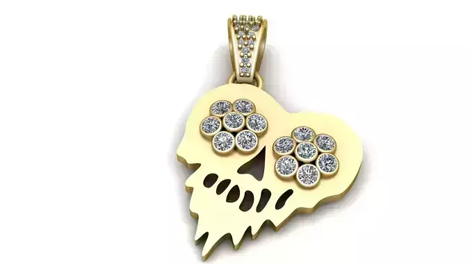 SKULL FACE HEART SHAPE PENDANT 3D PRINTABLE MODEL
