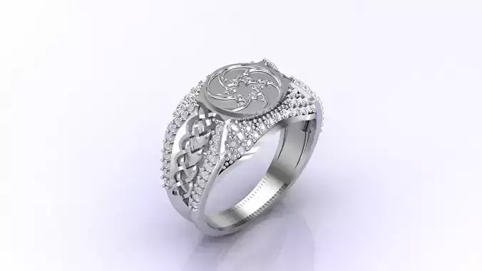 Print Ready STL 3DM  Gents Rings Diamond Men Ring 