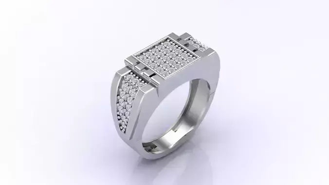 Print Ready STL 3DM  Gents Rings Diamond Men Ring 