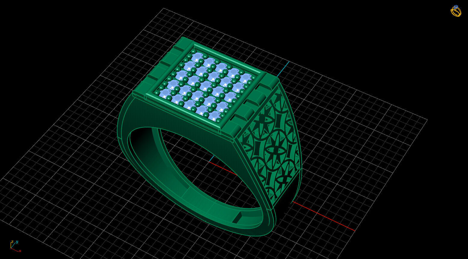 Print Ready STL 3DM  Gents Rings Diamond Men Ring  3D print model_2