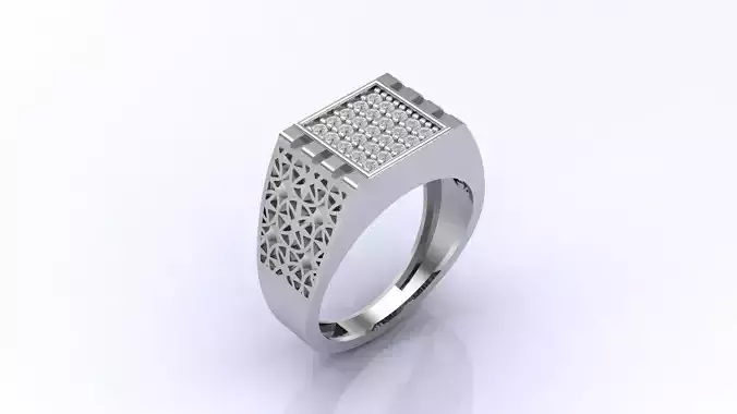 Print Ready STL 3DM  Gents Rings Diamond Men Ring 