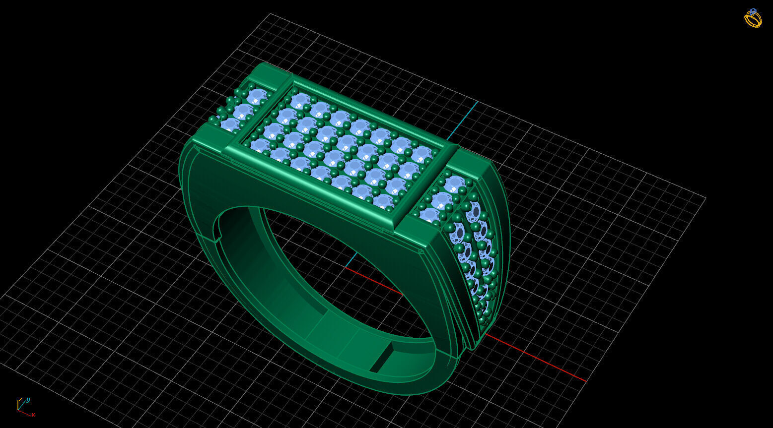 Print Ready STL 3DM Gents Rings Diamond Men Ring 3D print model_2
