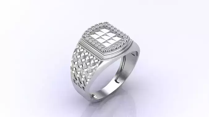 Print Ready STL 3DM  Gents Rings Diamond Men Ring 