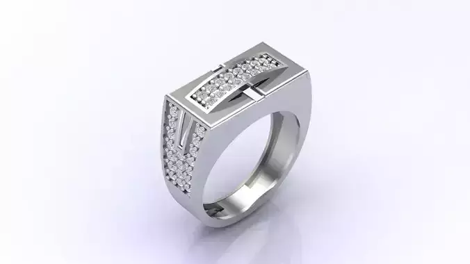 Print Ready STL 3DM  Gents Rings Diamond Men Ring 