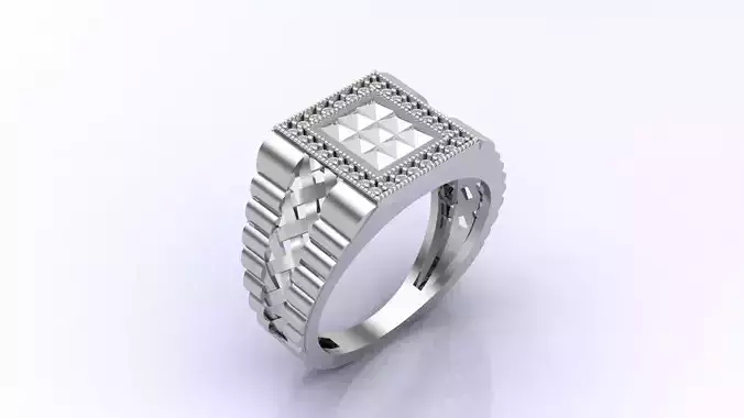 Print Ready STL 3DM  Gents Rings Diamond Men Ring 
