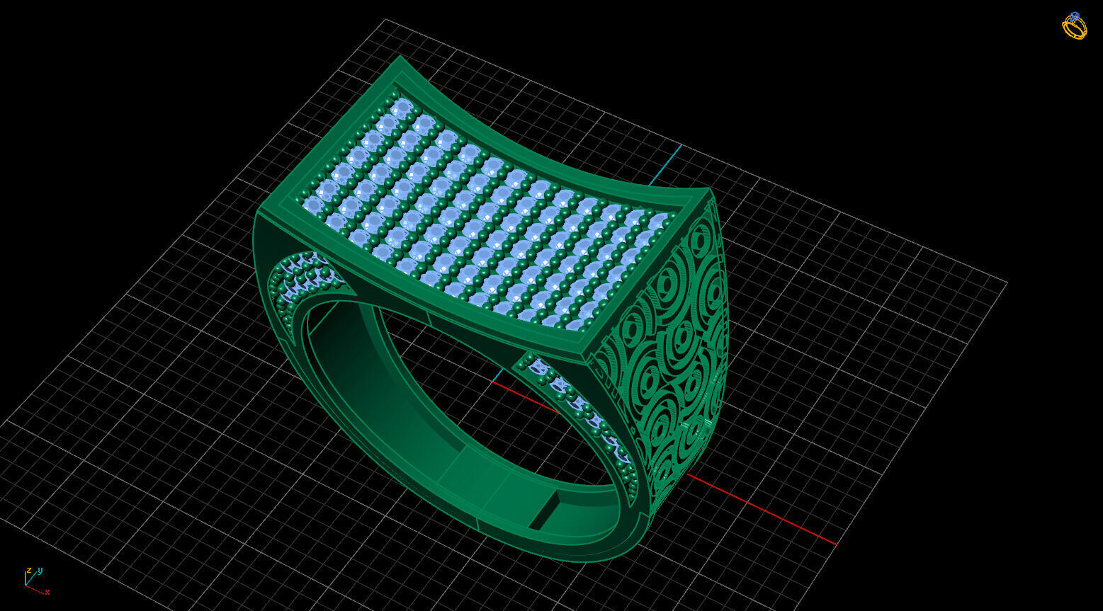 Print Ready STL 3DM Gents Rings Diamond Men Ring 3D print model_2