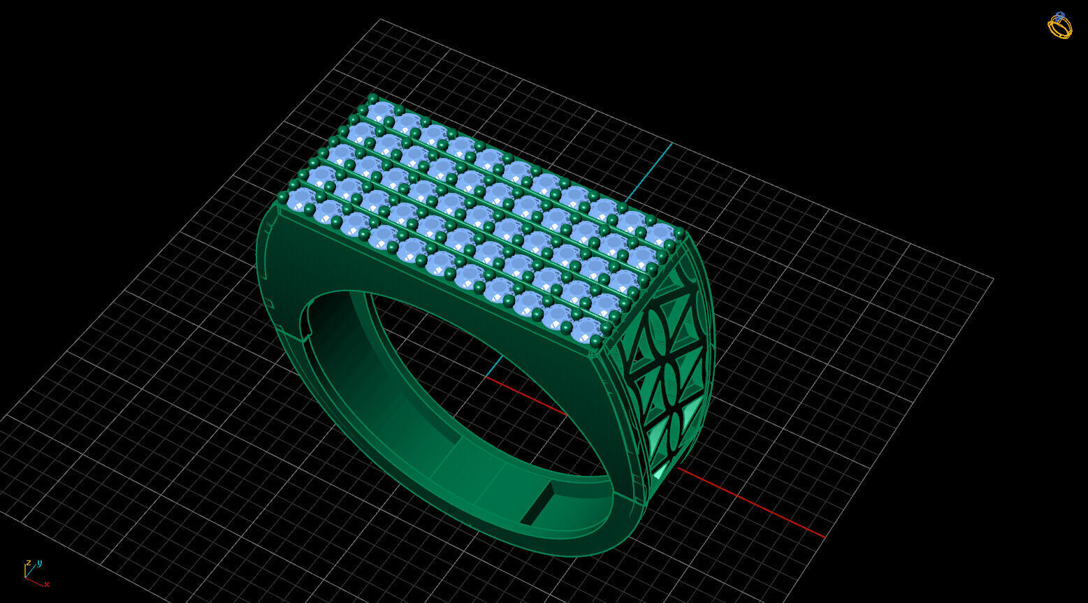 Print Ready STL 3DM  Gents Rings Diamond Men Ring  3D print model_2