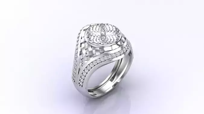 Print Ready STL 3DM  Gents Rings Diamond Men Ring 