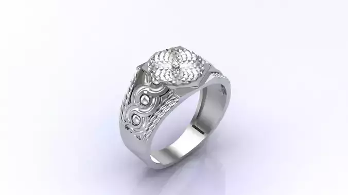 Print Ready STL 3DM  Gents Rings Diamond Men Ring 