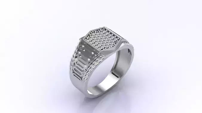 Print Ready STL 3DM  Gents Rings Diamond Men Ring 