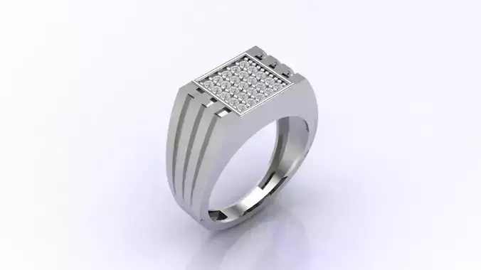 Print Ready STL 3DM  Gents Rings Diamond Men Ring 