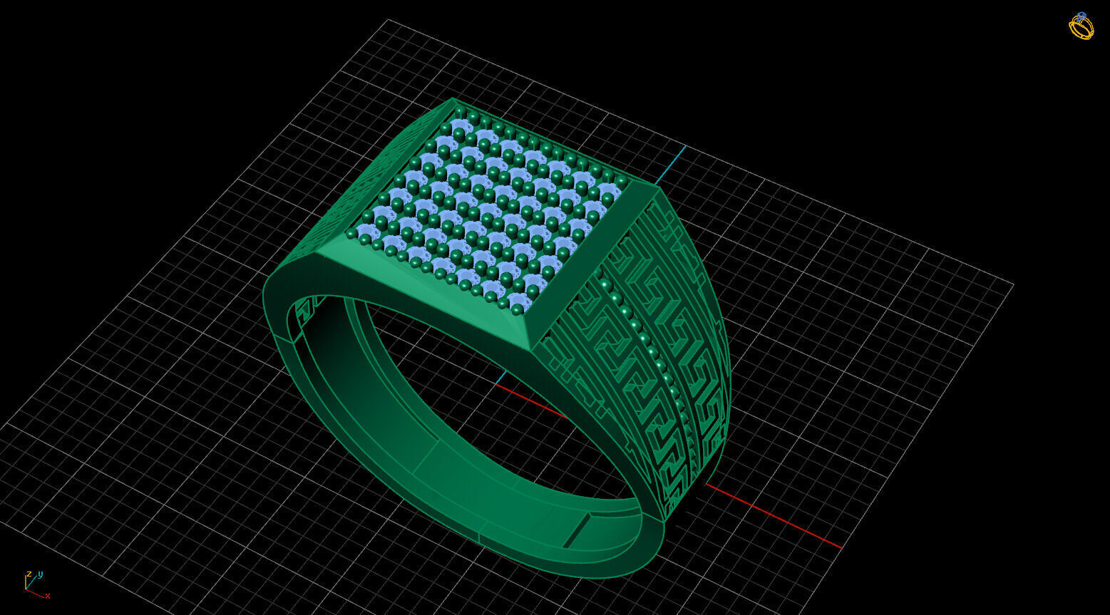 Print Ready STL 3DM  Gents Rings Diamond Men Ring  3D print model_2