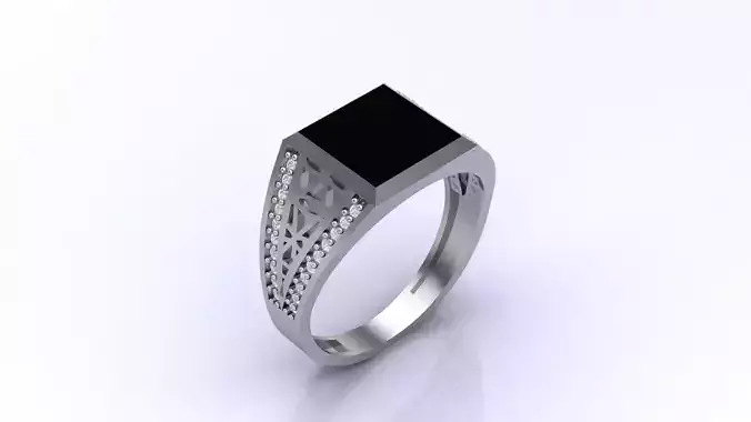 Print Ready STL 3DM  Gents Rings Diamond Men Ring 