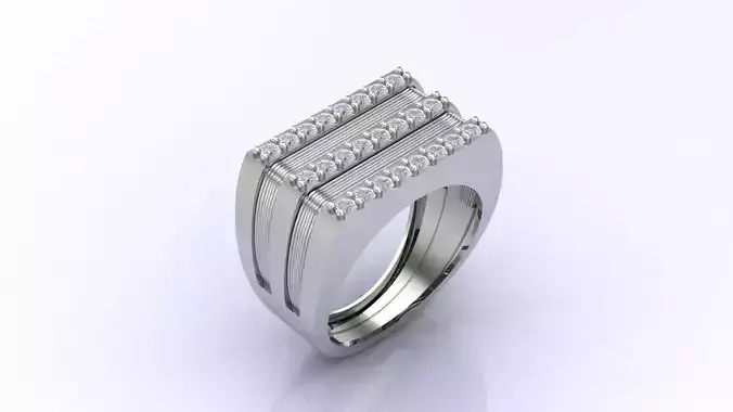 Print Ready STL 3DM  Gents Rings Diamond Men Ring 