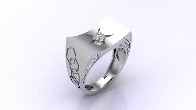 Print Ready STL 3DM  Gents Rings Diamond Men Ring 