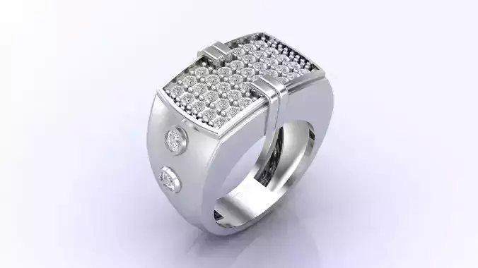 Print Ready STL 3DM  Gents Rings Diamond Men Ring 