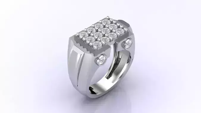 Print Ready STL 3DM  Gents Rings Diamond Men Ring 