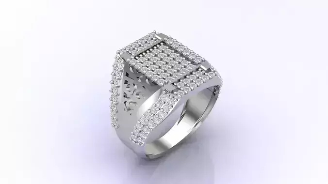 Print Ready STL 3DM  Gents Rings Diamond Men Ring 