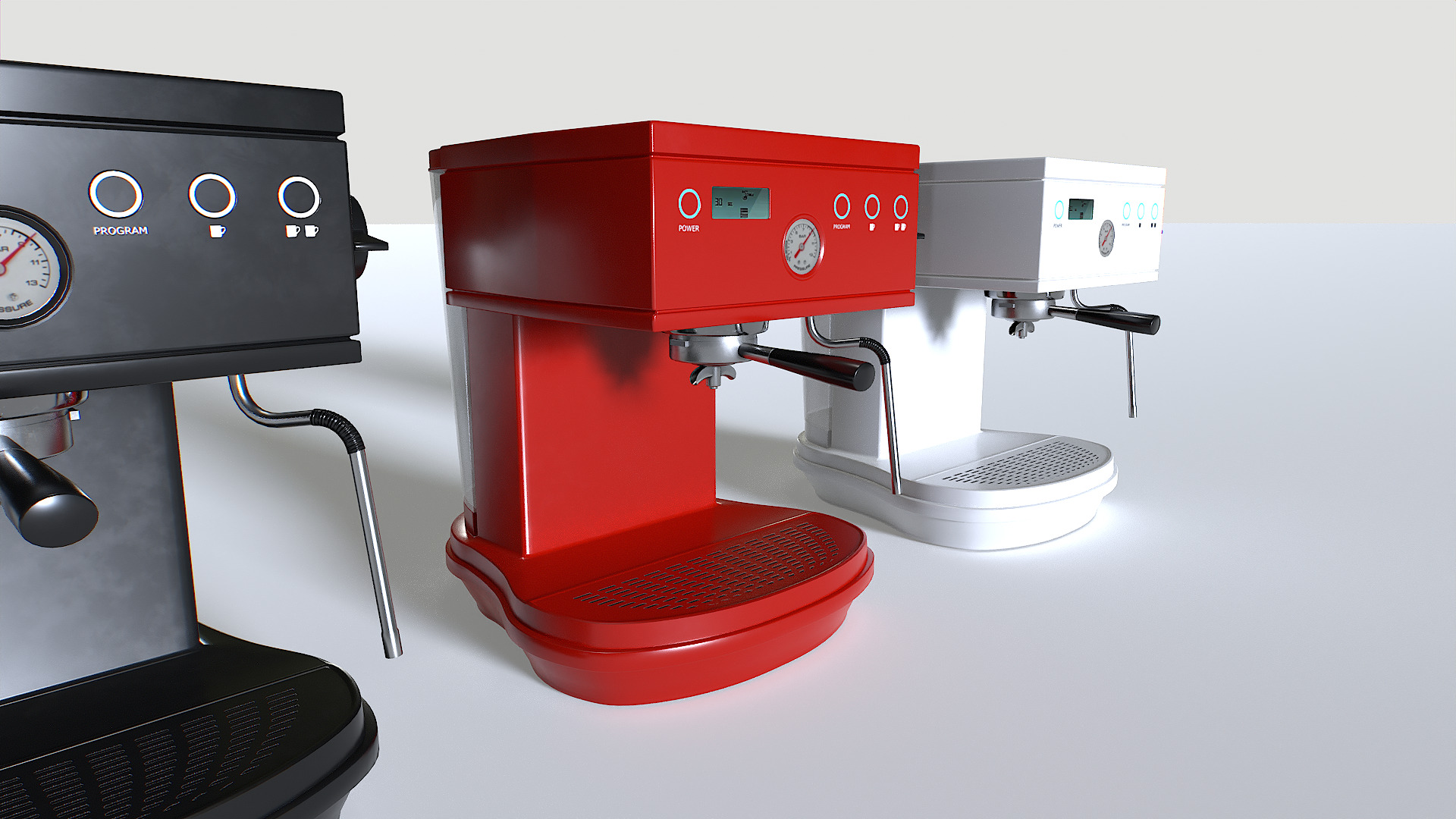 Coffee Machine set 2 Low-poly 3D model_2