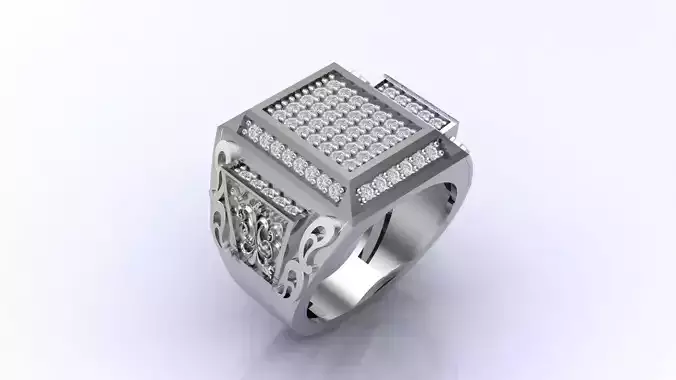 Print Ready STL 3DM  Gents Rings Diamond Men Ring 
