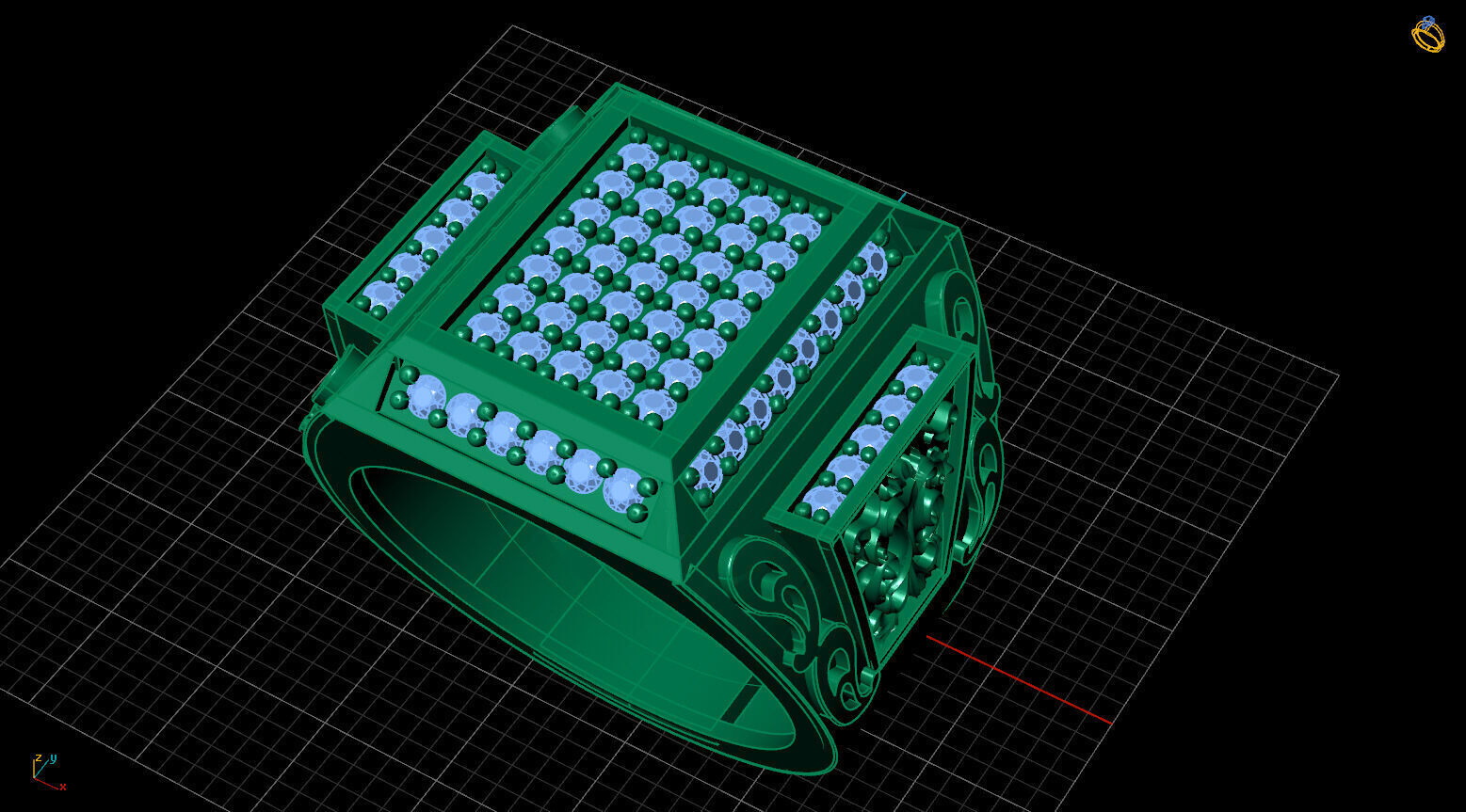 Print Ready STL 3DM  Gents Rings Diamond Men Ring  3D print model_2