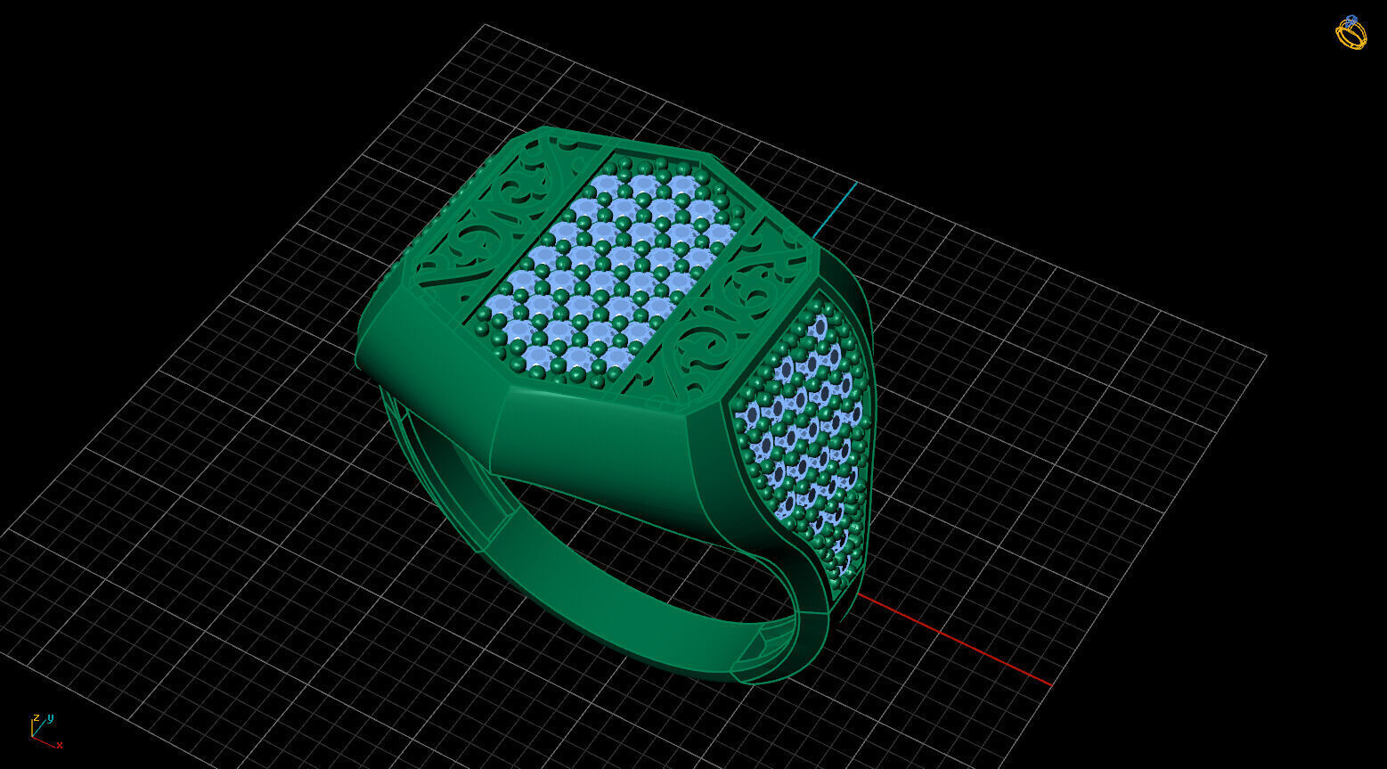 Print Ready STL 3DM Gents Rings Diamond Men Ring 3D print model_2