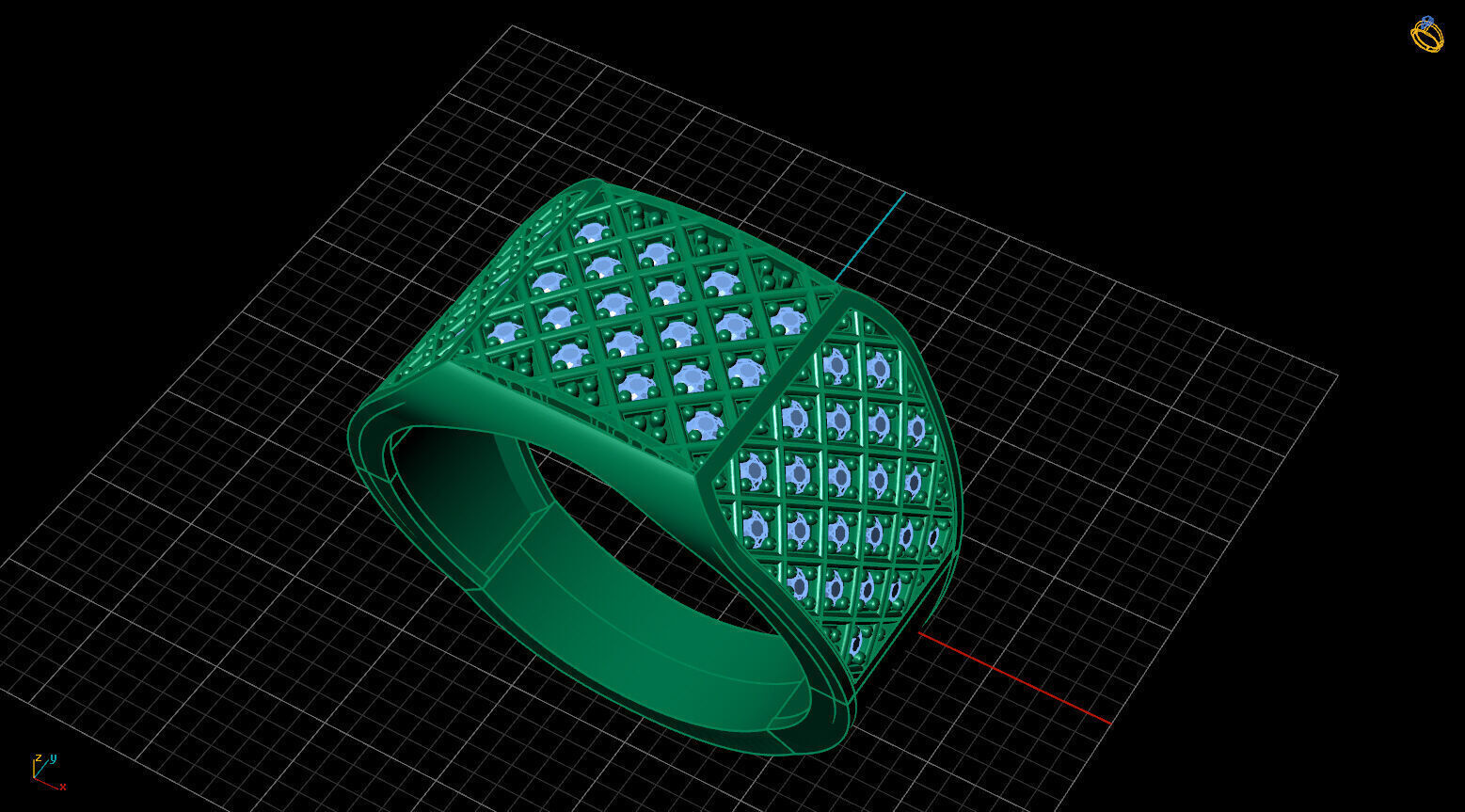 Print Ready STL 3DM Gents Rings Diamond Men Ring 3D print model_2