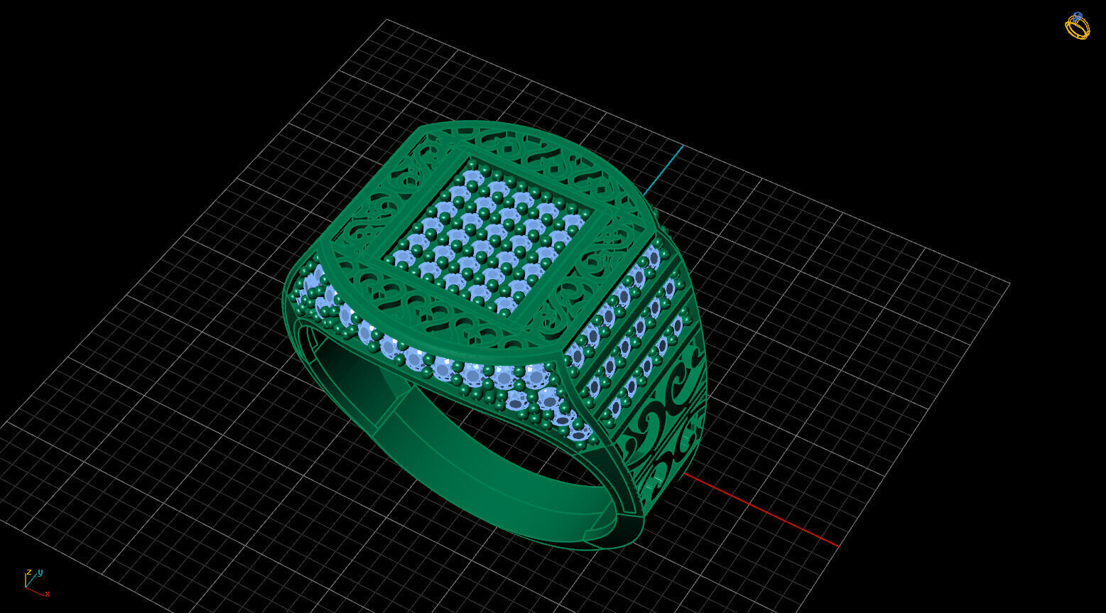 Print Ready STL 3DM Gents Rings Diamond Men Ring 3D print model_2