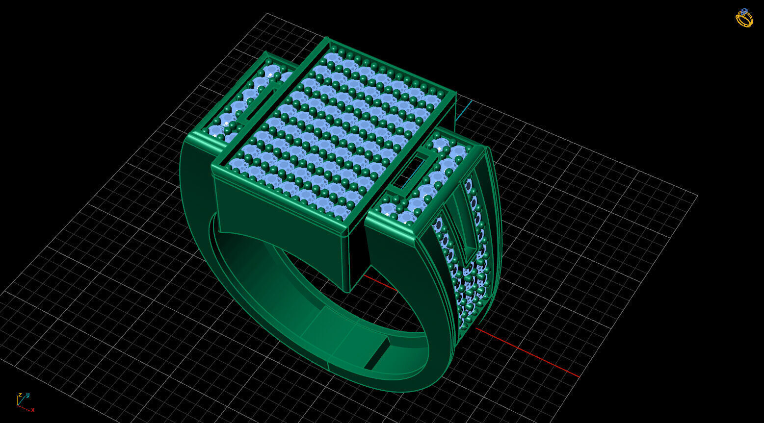 Print Ready STL 3DM Gents Rings Diamond Men Ring 3D print model_2